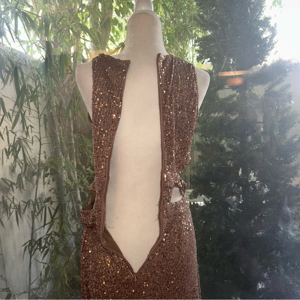 Fashion Nova Bronze Sequin Maxi Dress - Picture 11 of 12
